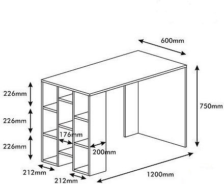 Schreibtisch Ricolo Holz White / Walnut 120x60x75cm