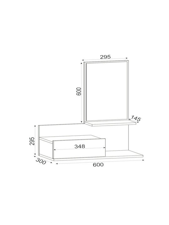 Rodos Entry Furniture with Mirror Dark Brown 60x30x100cm
