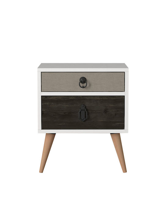 Noptieră Kimolos Alb - Natural - Maro 52x30x45cm