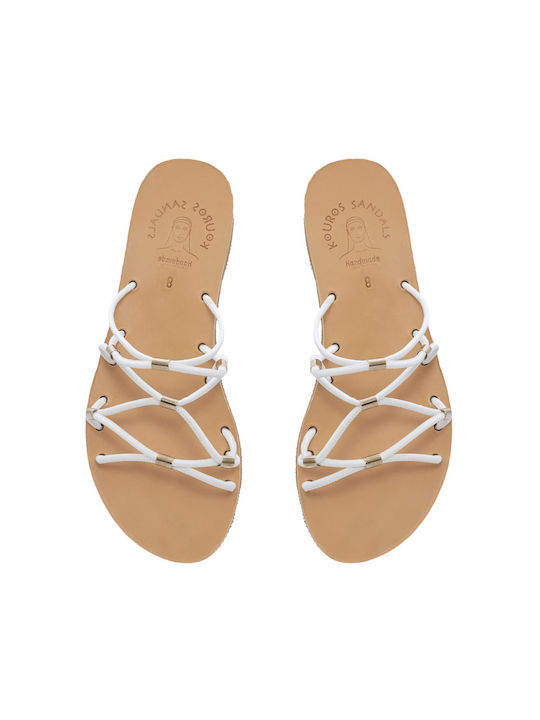 Damen-Sandalen Kouros Netz weiß mit Goldverzierungen 30/32