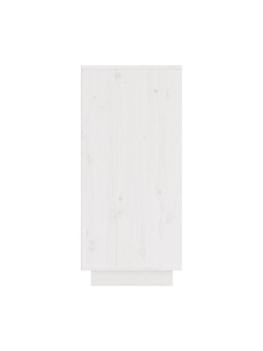 Living Room Display Cabinet Made of Solid Wood White 31.5x34x75cm