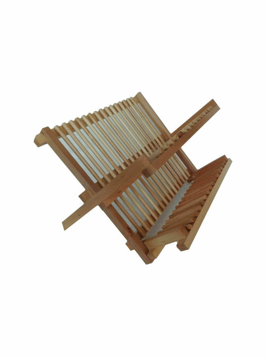 Secret de Gourmet Dish Drainer Double Tier Foldable Wooden in Beige Color 42x33x27cm