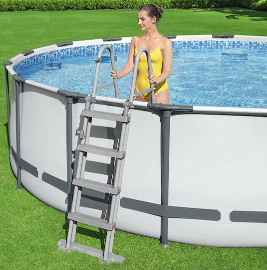 Bestway Скръгъл Басейн 19480л с Метална Рамка 427x122см Сив