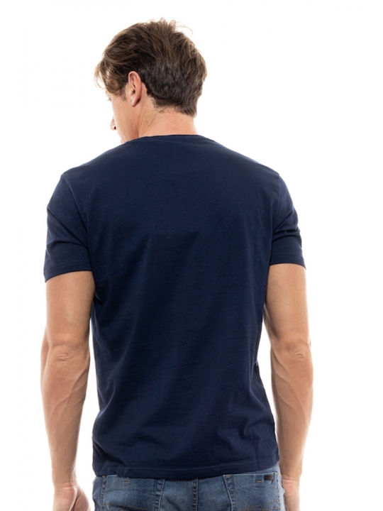 Biston Ανδρικό T-shirt Navy Μπλε με Στάμπα