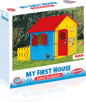 Dolu Kunststoff Kinder Spielhaus Garten mit Zaun Mehrfarbig 130x104x125cm