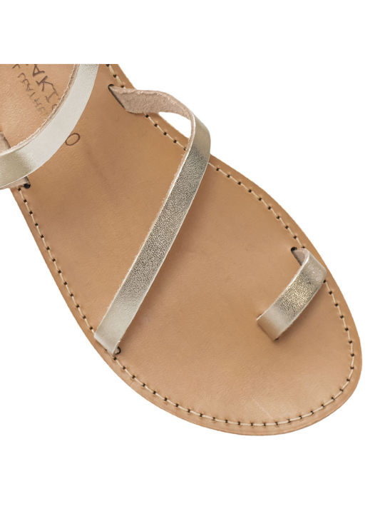 Women's Climatsakis sandals slanted straps loop gold 165