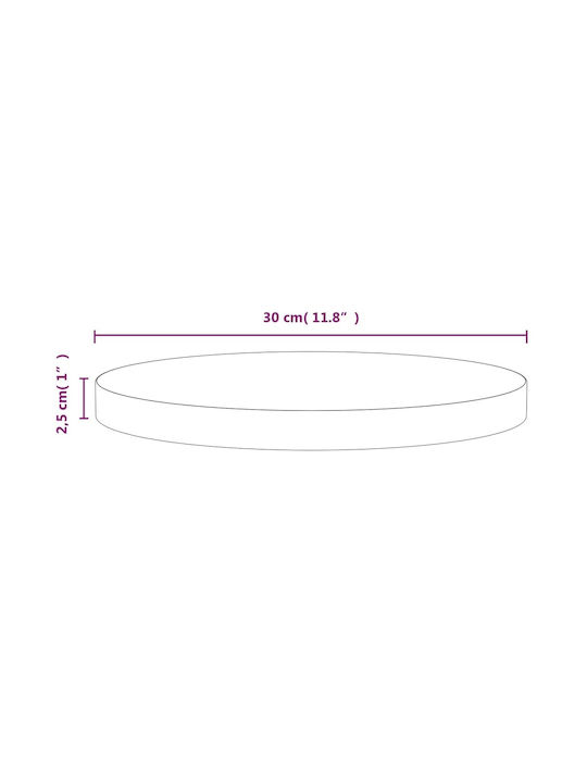 vidaXL Round Table Surface made of Solid Wood WHITE 30x30x2.5cm 813651 1pcs