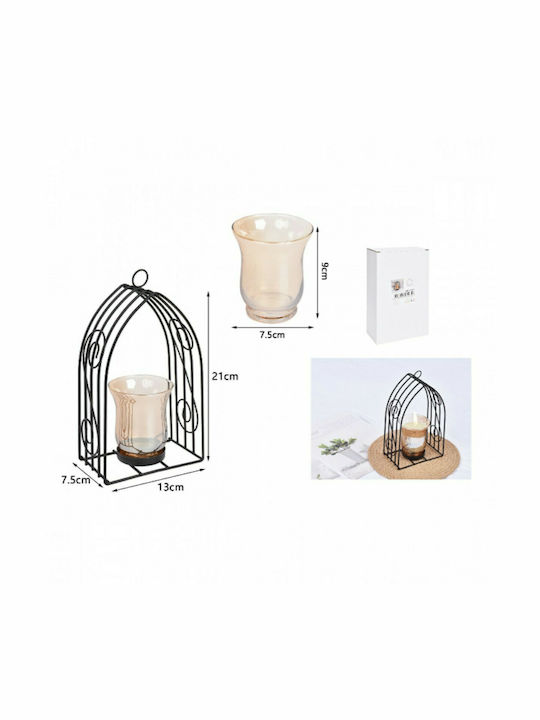 Candle Holder suitable for Tealights Metal in Black Color 13x7.5x21cm 1pcs