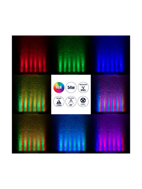 GloboStar Outdoor Floor Lamp LED Wall Washer 54W RGB IP65 Silver
