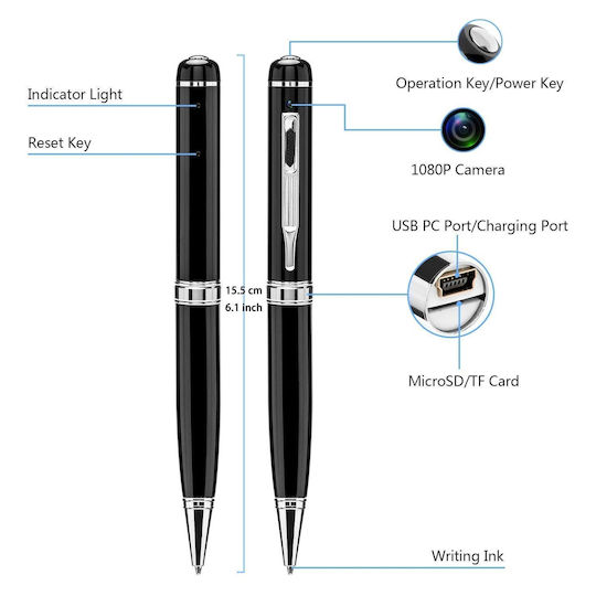 Hidden Camera Pen 1080p with Memory Card Slot