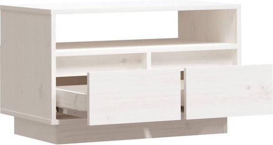 Stand TV Din Lemn Masiv Alb L60xA35xÎ37cm