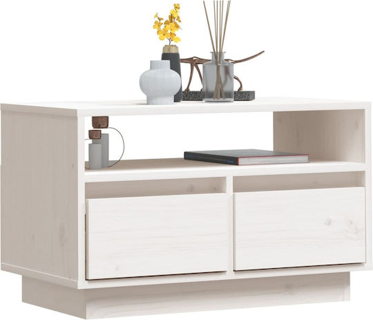 Stand TV Din Lemn Masiv Alb L60xA35xÎ37cm