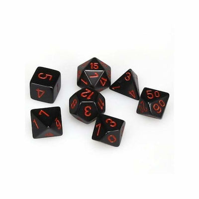 Chessex Opaque Würfel Leichtes Schwarz/Rotes 7-Würfel-Set 25418