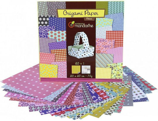 Avenue Mandarine Χαρτόνι Floral Origami Flowers 60 Φύλλα 20x20εκ.