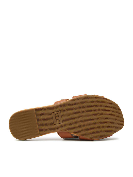 1119750 Leather Women's Flat Sandals in Tabac Brown Color