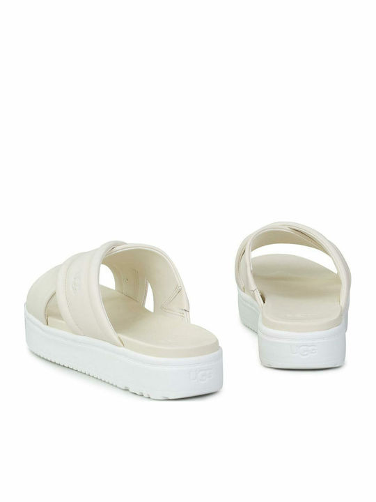 Zayne Leather Women's Flat Sandals in White Color