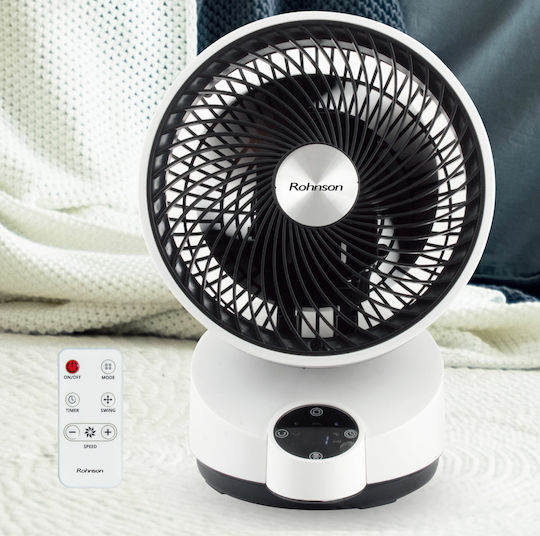 Rohnson Tischventilator 50W Lüfterdurchmesser 25cm mit Fernbedienung Weiß