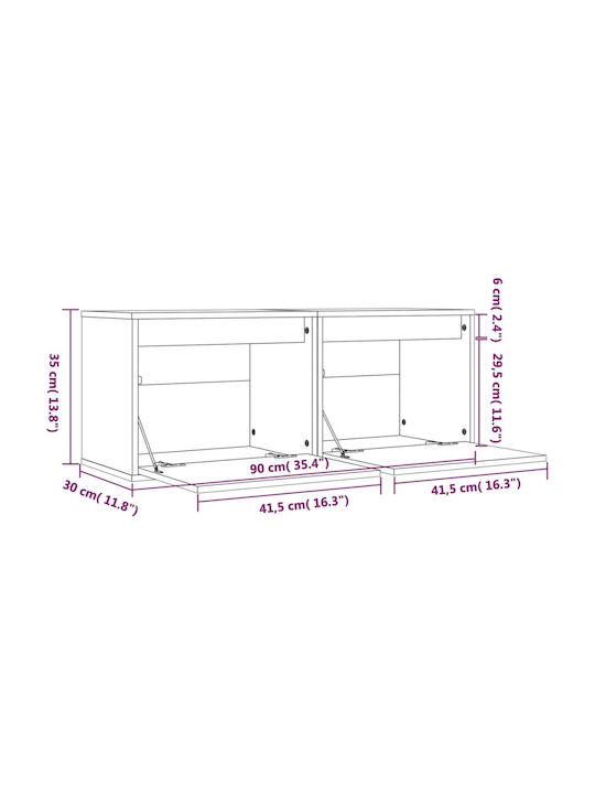 Hanging Living Room Cabinet Made of Solid White Wood 45x30x35cm