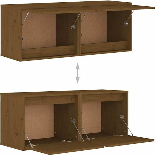Wall Living Room Cabinet Made of Solid Wood Brown Honey 45x30x35cm