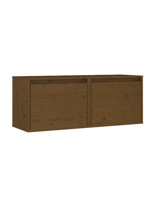 Wand-Kabinette Braun Meliert Mit LED 2 Stück 45x30x35cm
