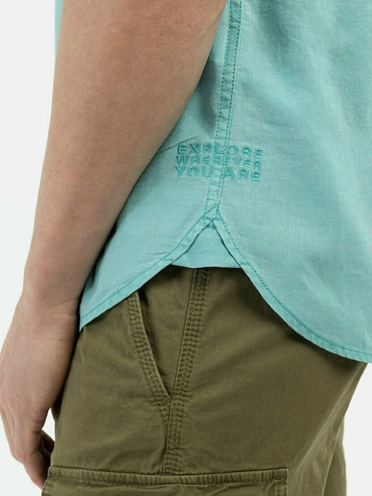 Cu mânecă scurtă In Cămașă Turquoise
