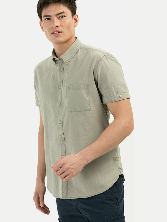 Kurzärmlig Leinen Hemd Khaki