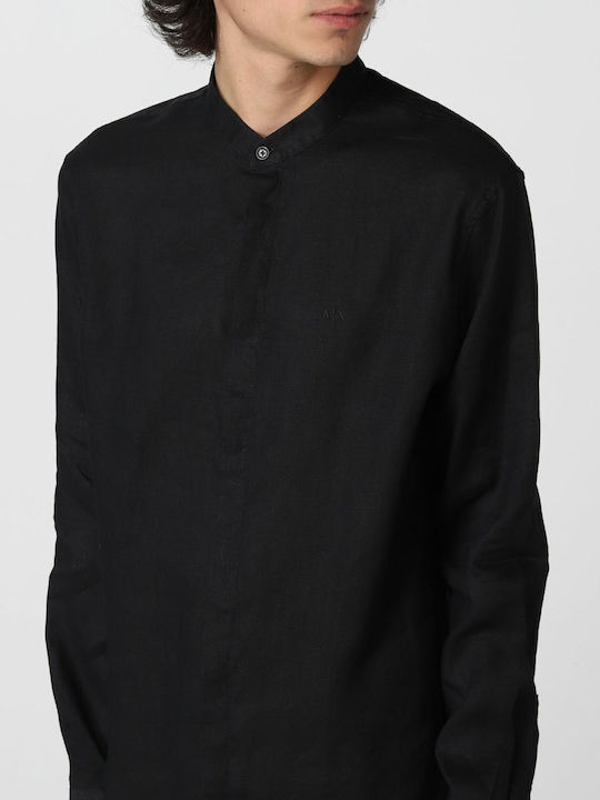 Long-sleeved Linen Shirt Black