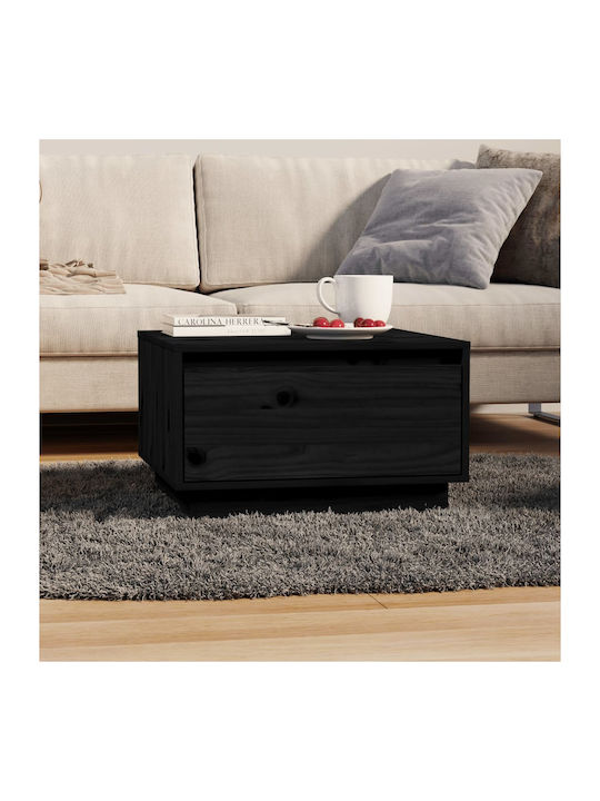 Rectangular Solid Wood Coffee Table Μαύρο L55xW56xH32cm