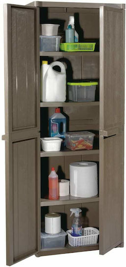 Double-leaf Polypropylene Outdoor Storage Cabinet with 4 Shelves Brown 65x45x172 cm