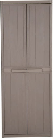 Double-leaf Polypropylene Outdoor Storage Cabinet with 4 Shelves Brown 65x45x172 cm