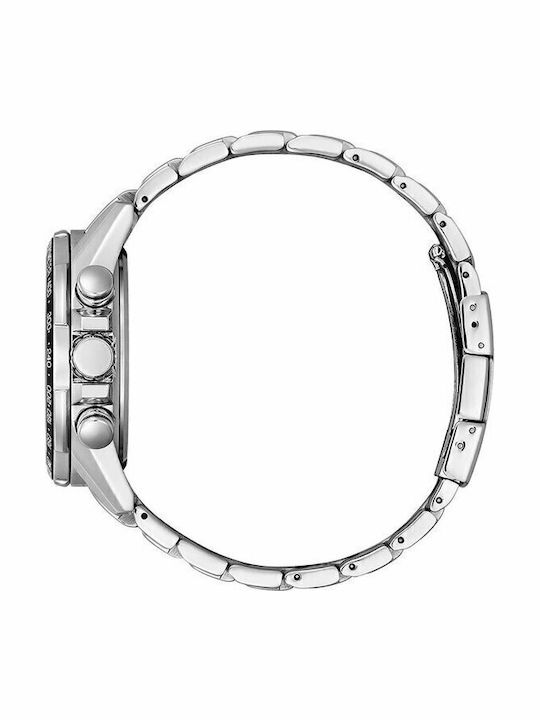 Citizen Ανδρικό Ρολόι 44mm Χρονογράφος Eco - Drive με Ασημί Μεταλλικό Μπρασελέ