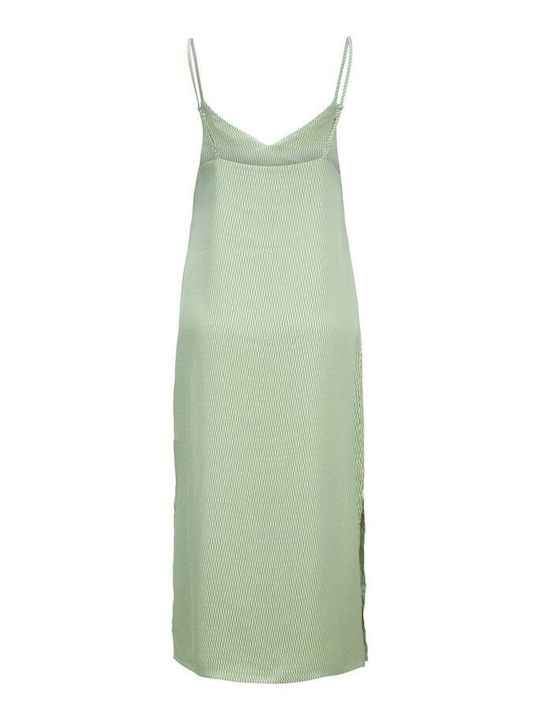 Summer Midi Dress Satin Wrap Pastel Green