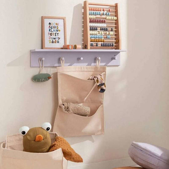 Kids Concept Star Детска Многопозиционна Винтова Дървена Лилава Закачалка с Полица 60x9x10см