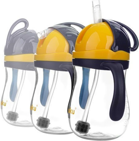 Akuku Baby Cup with Handles and Straw made of Plastic Yellow 280ml