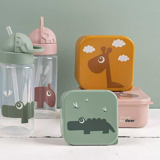 Done by Deer Ozzo Powder Pink Kids Water Bottle Plastic with Straw Non Spill Ozzo Powder 350ml
