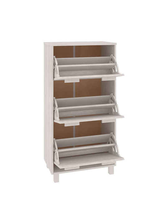 Wooden Shoe Organizer with 3 Shelves White 59.5x35x117cm