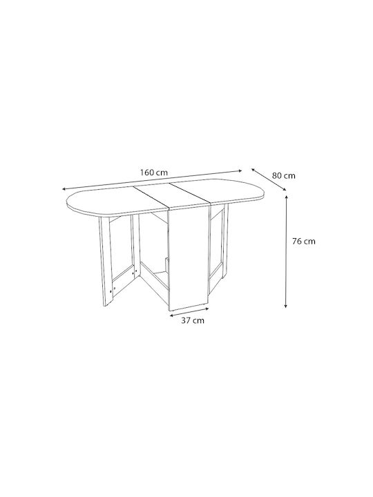 Winslet Table Dining Room Extendable Collapsible Wooden Black 117(+80)x80x76cm