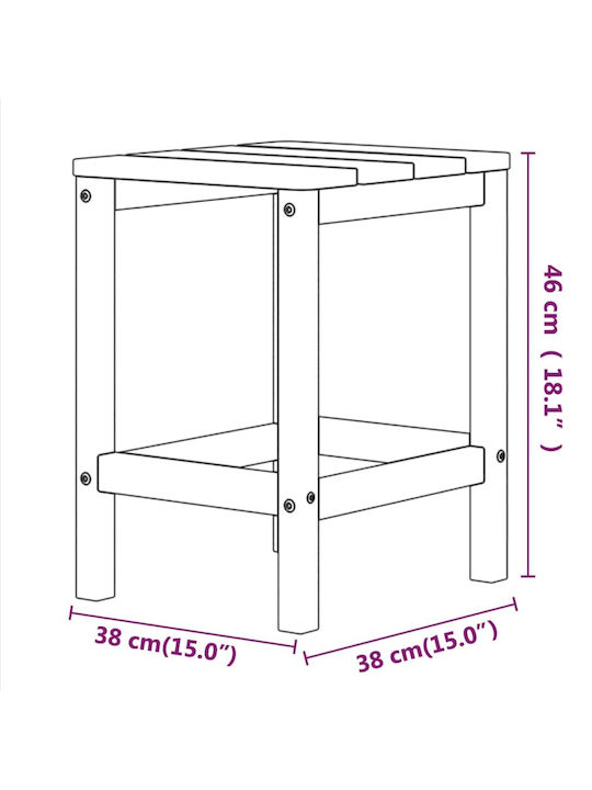Tisch für kleine Außenbereiche Stabil Adirondack Blue 38x38x46cm