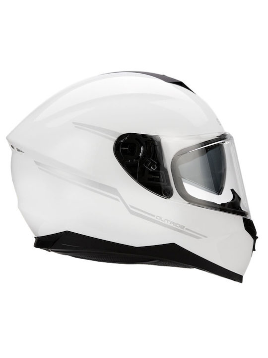Sena Outride BT Glossy White Motorcycle Helmet Full Face ECE 22.06 1600gr with Sunvisor