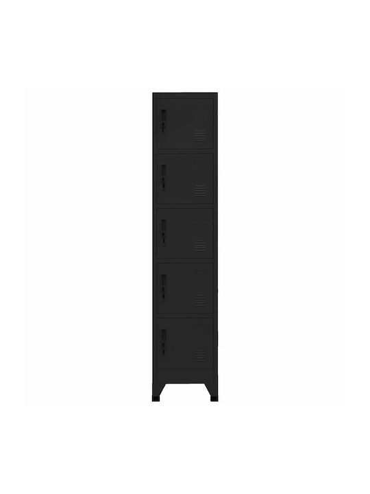 Locker Metal with 5 Cabinets Black 38x40x180cm