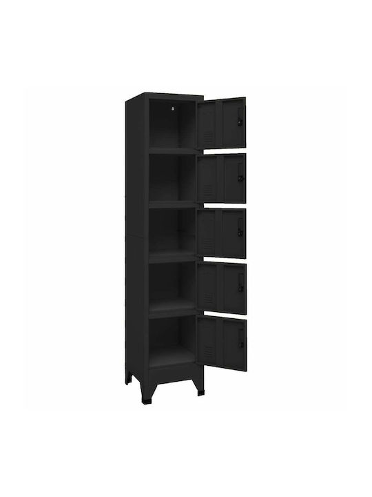 Locker Metal with 5 Cabinets Black 38x40x180cm