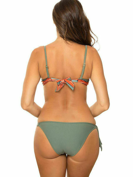 Marko Padded Bikini Set Bra & Slip Bottom with Laces with Adjustable Straps Striped