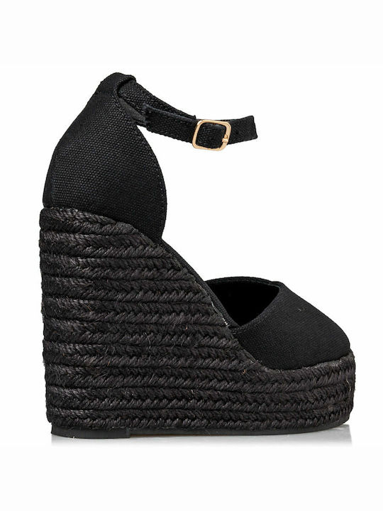 Women's Fabric Platform Espadrilles Black