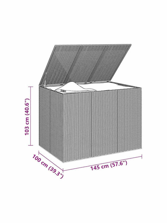 vidaXL Μπαούλο Αποθήκευσης Εξωτερικού Χώρου Rattan Καφέ Μ145xΠ100xΥ103εκ.