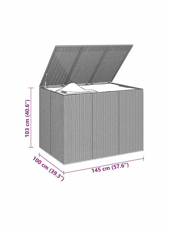 vidaXL Außenlagerbox Rattan Black L145xB100xH103cm
