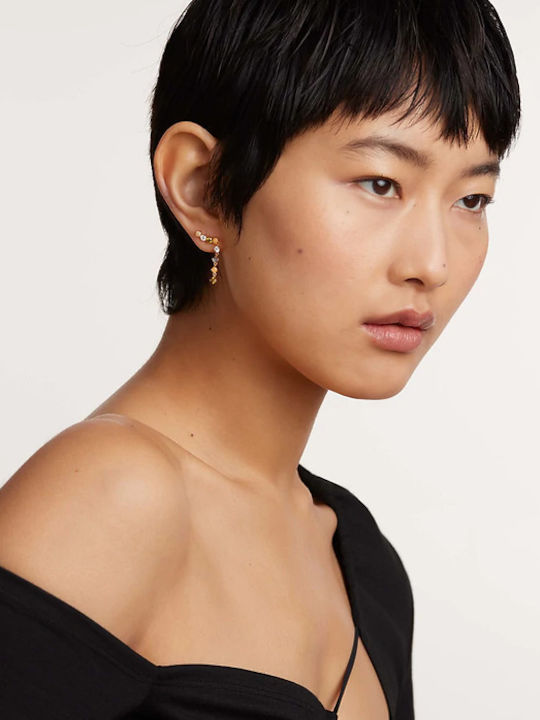 P D Paola Panorama Earrings made of Silver Gold Plated with Stones
