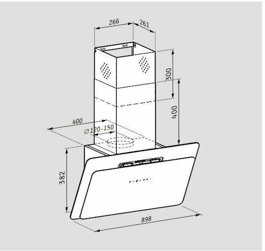 Pyramis Vetrio Απορροφητήρας Καμινάδα 60cm Inox-Black