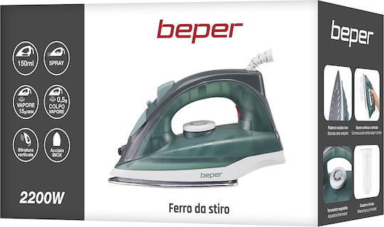 Beper Fier de Călcat cu Aburi 2200W cu Talpă din Oțel Inoxidabil și Debit Continu de Abur 15g/min