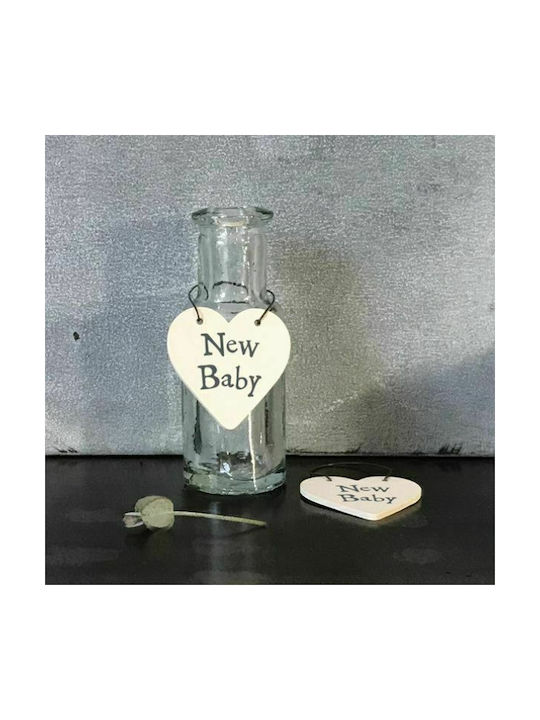 New Baby Hanging Heart Ornament Wooden New baby Synchronia 3x6cm