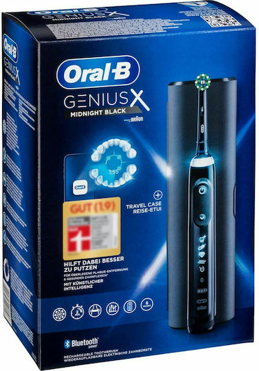 Oral-B Genius X Electric Toothbrush with Timer, Pressure Sensor, and Travel Case Midnight Black